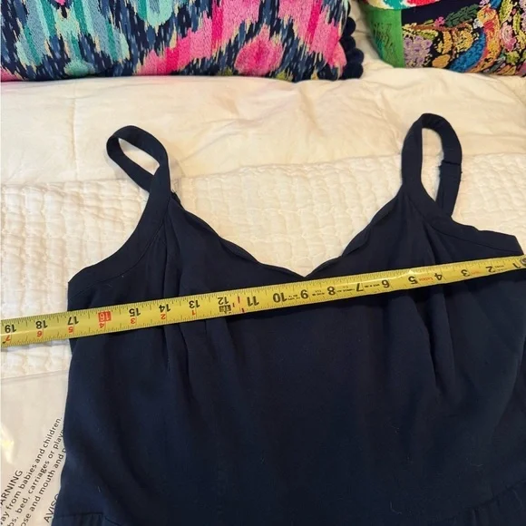 41 Hawthorn Navy Scalloped Romper 1X | Coastal Granddaughter Brunch Fall Outfit - Picture 11 of 12